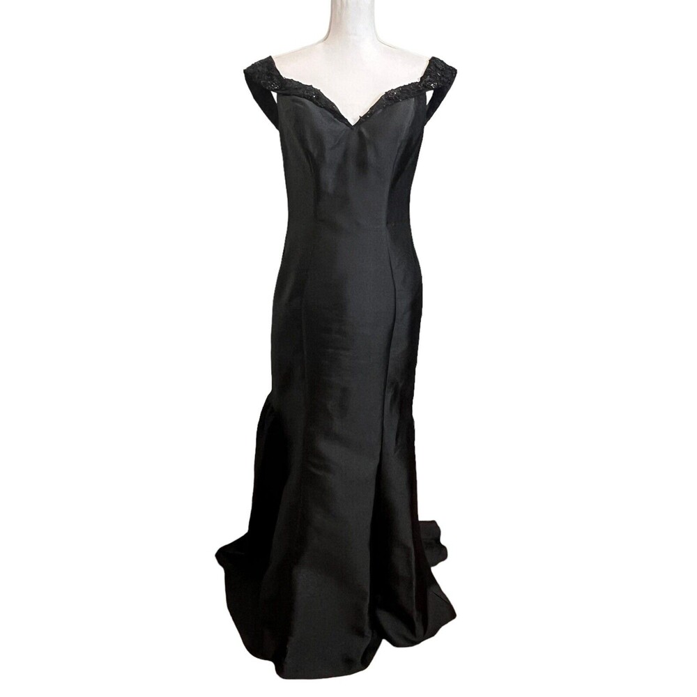 Mac Duggal Black Off-Shoulder Maxi Dress